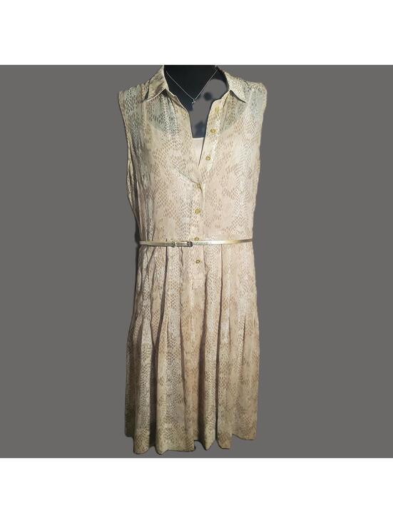 Calvin Klein Dresses & Skirts - Calvin Klein Sleeveless Dress Pleated Neutral-Toned Snakeskin Print - Size 12